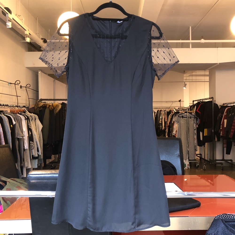 Gorgeous black dress with lace collar and sleeves